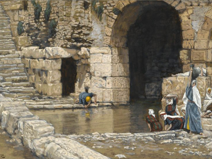 Blind man washes in the pool of Siloam. James Tissot, 1886-1894.