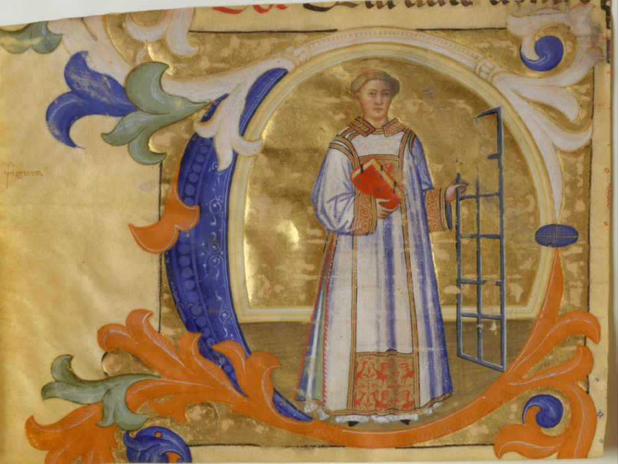 Saint Lawrence. 14th century manuscript illustration
