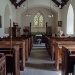 a large church with a large stained glass window