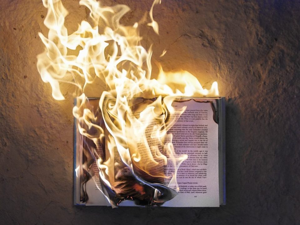 burning open book